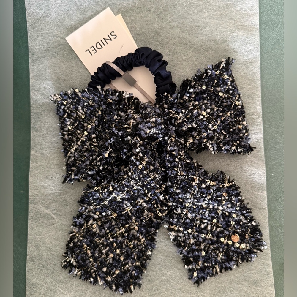 Snidel - Ribbon Tweed Scrunchie NAVY